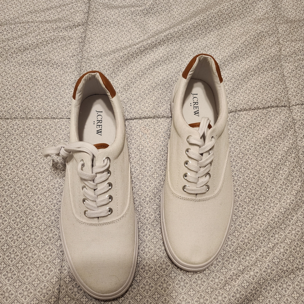J. Crew Men's White Canvas Sneakers Brand New Never Worn